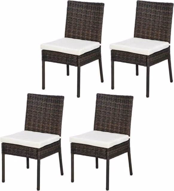 Chilli Seating Set of Four Brown Rattan and Metal Garden Chairs