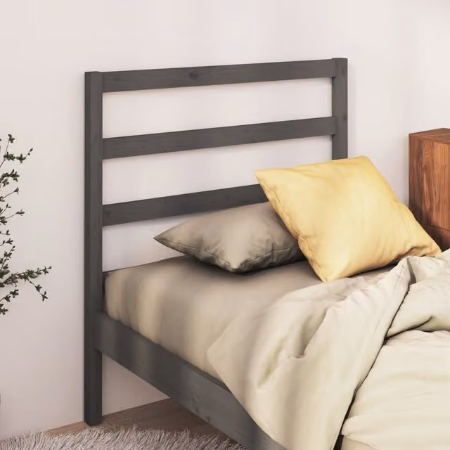 Berkfield Home Grey Rustic Solid Pine Wood Bed Headboard W/D/H: 95 x 4 x 100 cm – 1