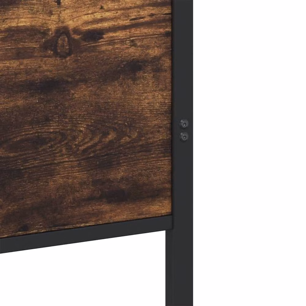 Berkfield Home Industrial Metal and Oak Bed Frame in Brown, W/D/H: 200 x 91.5 x 206 cm – 4