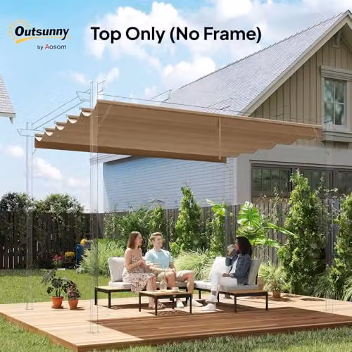 Outsunny Retractable Pergola Shade Cover Replacement Canopy in Tan or Brown – 2