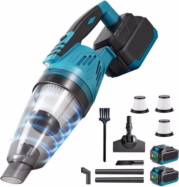 Ventryn Cordless Handheld Car Vacuum Cleaner with 2 Rechargeable Batteries in Turquoise – 1
