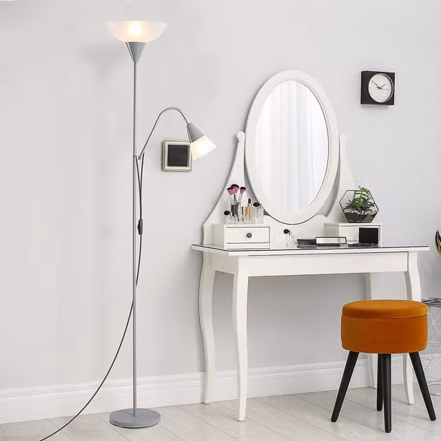 HOMCOM Modern Mother and Child Floor Lamp in Silver and White, Height: 177.8 cm