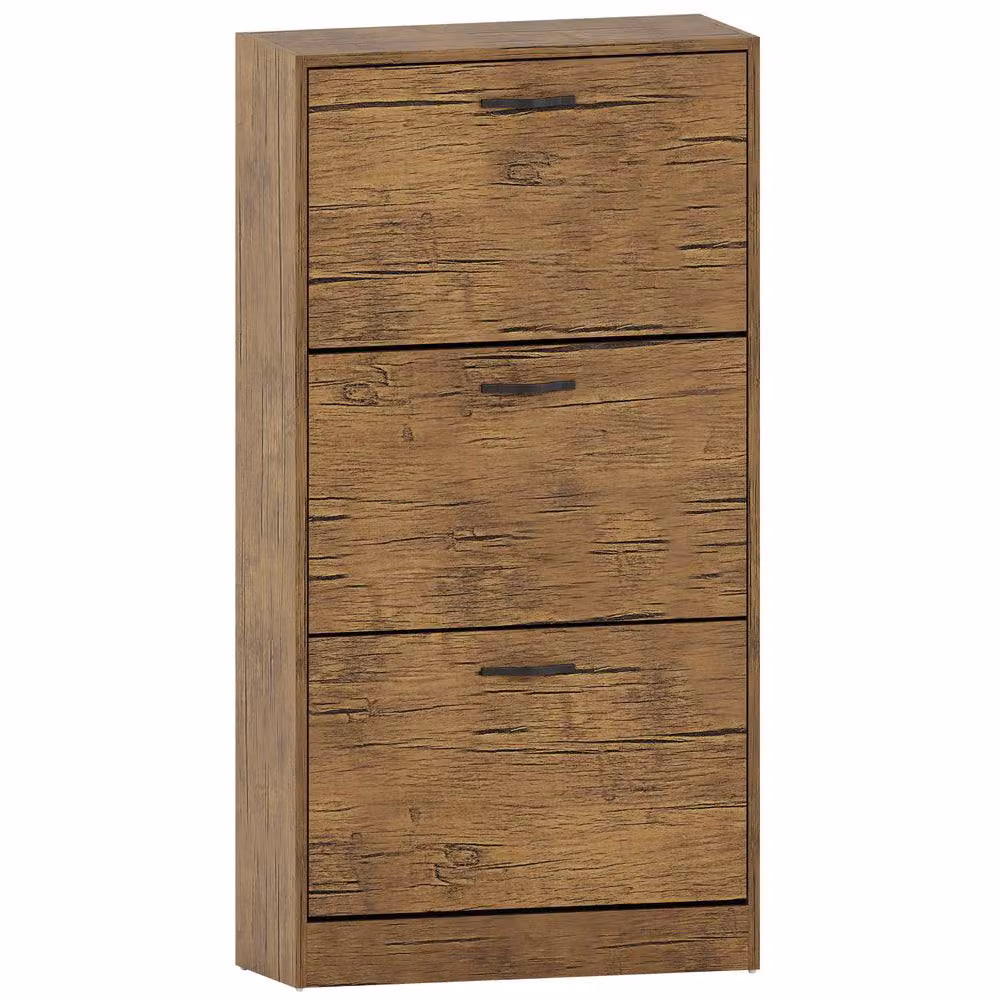 HD Designs Vida Designs Modern Brown 3 Drawer Shoe Cabinet with Tilting Compartments – 2