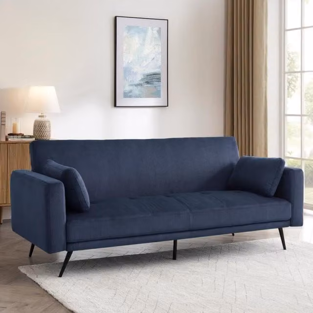 Tom Sofa Bed in Cream Boucle and Cord with Sleeping Function, W/D/H: 180 x 110 x 82 cm