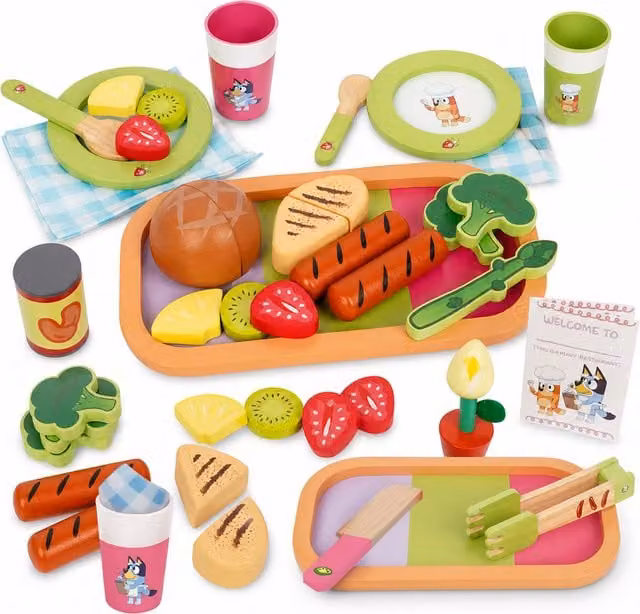 Bluey 12 Piece Multicolour Wooden Duck Cake Baking Set for Kids