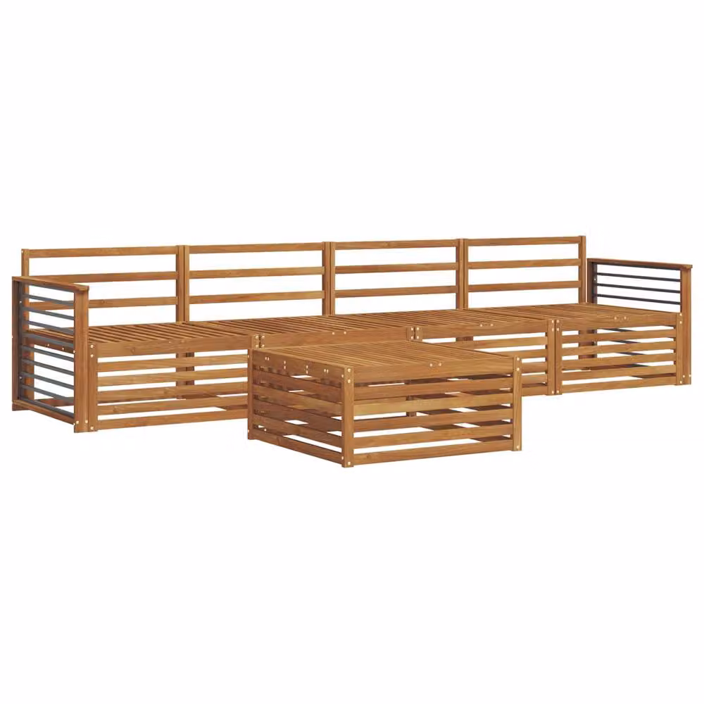 Berkfield Home 5-Piece Outdoor Sofa Set in Brown Natural Solid Acacia Wood – 2