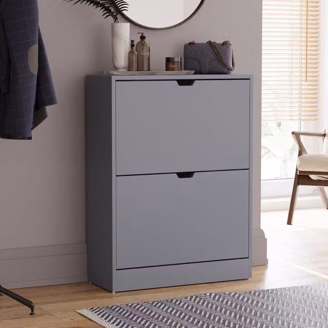 HD Designs Vida Designs Modern 2 Drawer Grey Shoe Cabinet – 1