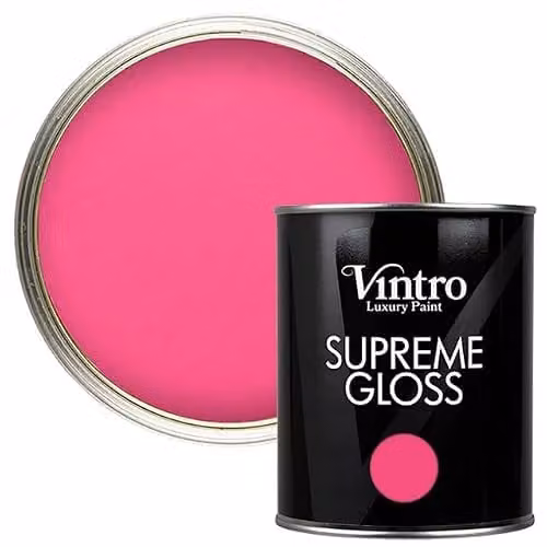 Vintro Deptford Pink High Gloss Water Based Paint for Interior and Exterior Use on Walls, Wood and Trim, 1 Litre – 1