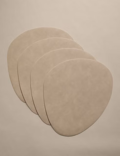 M&S Set of 4 Plain Brown Faux Leather Placemats