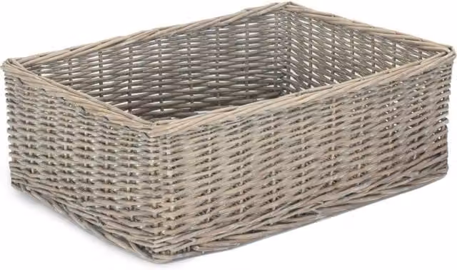 Red Hamper Set of 4 Mid Grey Open Weave Willow Wicker Storage Trays – 1