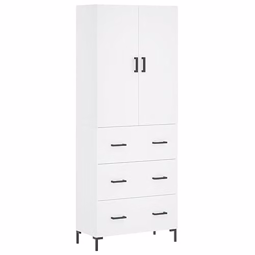 vidaXL Modern White Highboard Sideboard with Drawers and Doors, H 180 x W 69.5 x D 34 cm – 1