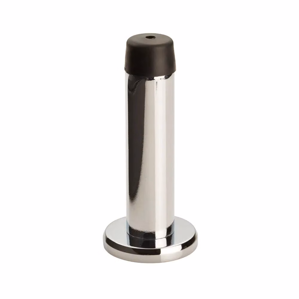 Loops Rubber Tipped Cylinder Doorstop with Rose, Wall Mounted, Polished Chrome, 71mm – 2