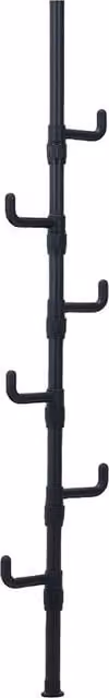 Livingandhome Matt Black Metal Adjustable Floor-to-Ceiling Clothes Rail with Dual Hook and Rail Matrix