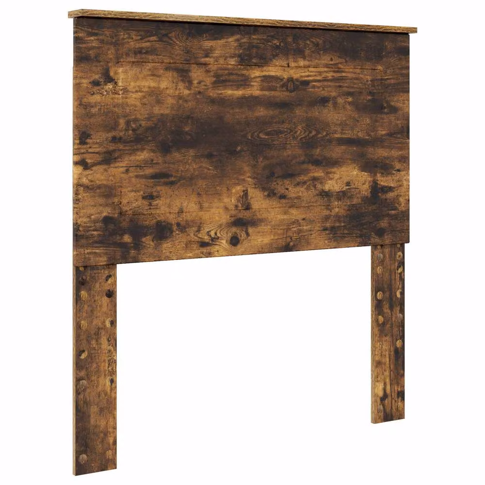 Berkfield Home Bed Frame with Headboard in Smoked Oak and Brown Solid Pine Wood, W/D/H: 90 x 190 cm – 3