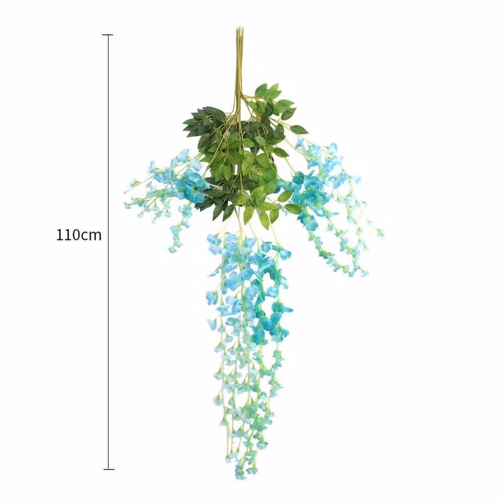 EONLION 12 Blue Artificial Silk Wisteria Hanging Flowers, Length: 100 cm – 2
