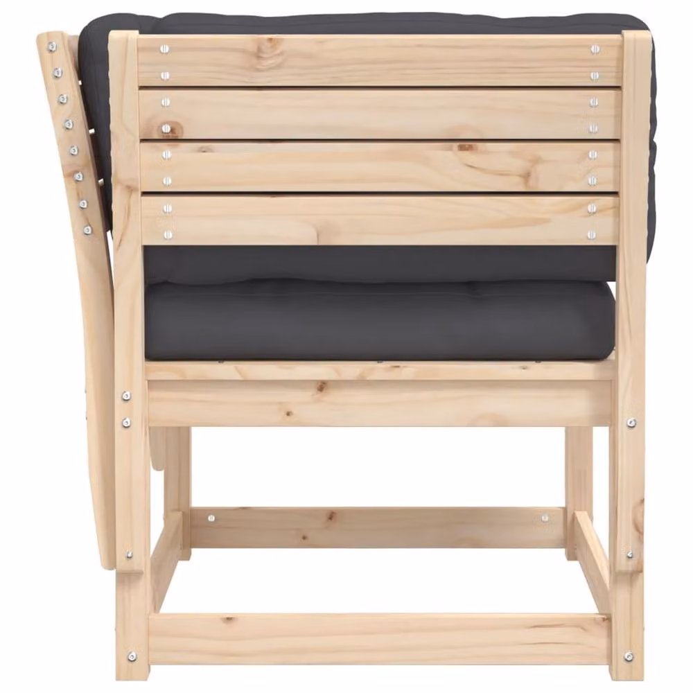 Berkfield Home Garden Sofa Armrest with Cushions in Natural Solid Pine Wood – 3