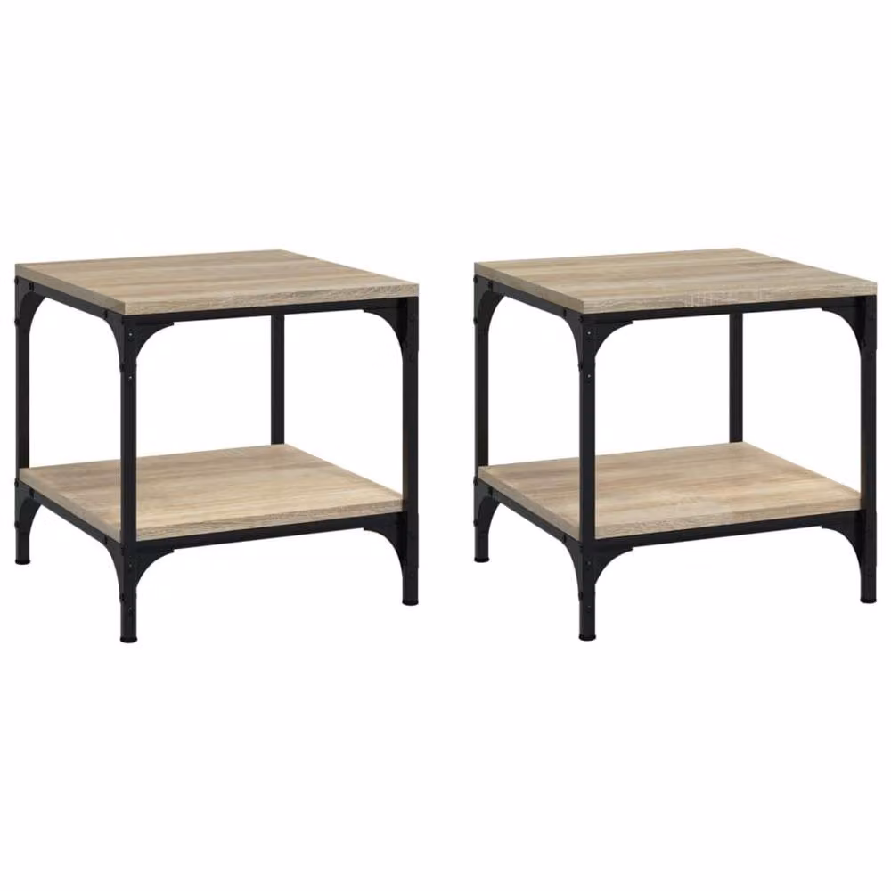 Berkfield Home Set of 2 Sonoma Oak Side Tables in Light Tan, W/D/H: 40 x 40 x 40 cm – 2