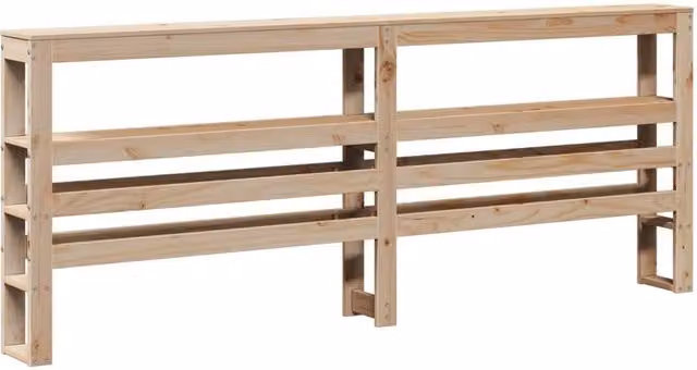Berkfield Home Rustic Solid Wood Pine Headboard with Integrated Bedside Shelves, Beige, Width: 180 cm