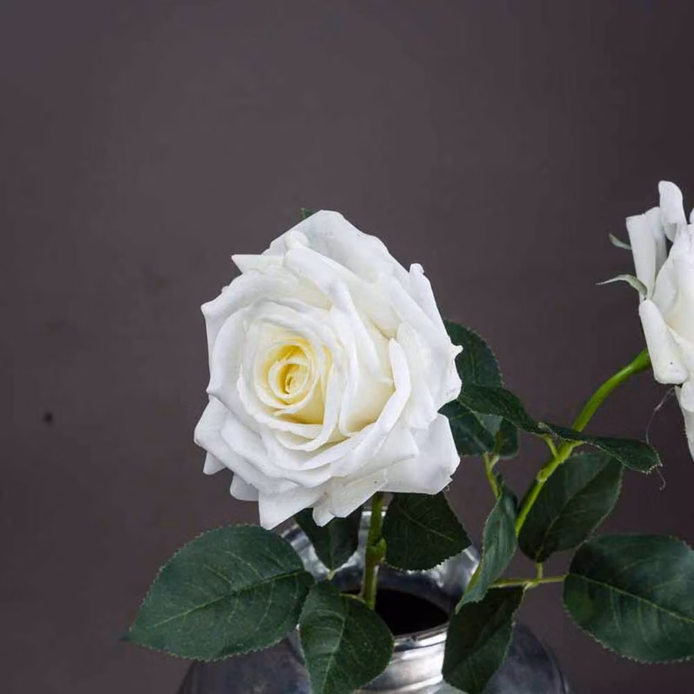 Lemon Pavilion Large White Artificial Rose Garden Flower, W10 x D5 x H75 cm – 3