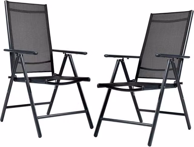 NESTLUNE 7-Position Adjustable High Backrest Camping and Garden Chair in Grey – 1