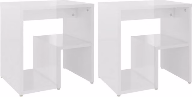 Berkfield Home Set of 2 High Gloss White Bedside Cabinets, W/D/H: 40 x 30 x 40 cm – 1