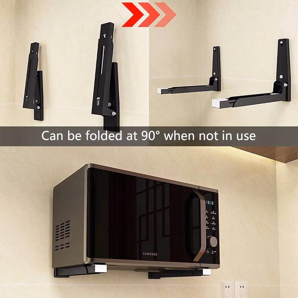 FLAVORA 2-Piece Adjustable Wall Mounted Metal Microwave and Oven Shelves in Black – 5
