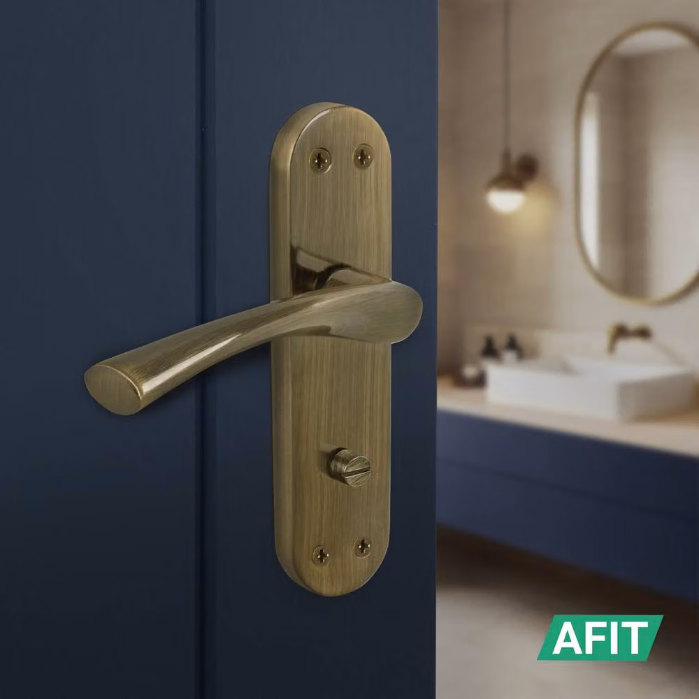 AFIT Antique Brass Twist Bathroom Handle and WC Lock Hinges Set in Bronze, 1 Pair – 5