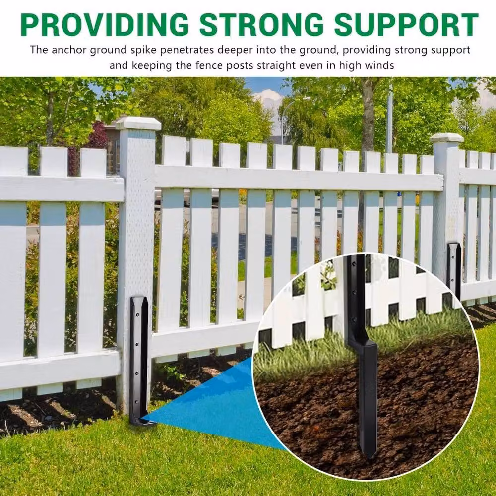 NESTLUNE Steel Fence Post Anchor Repair Kit in Black, H: 120 cm, W: 300 cm – 4