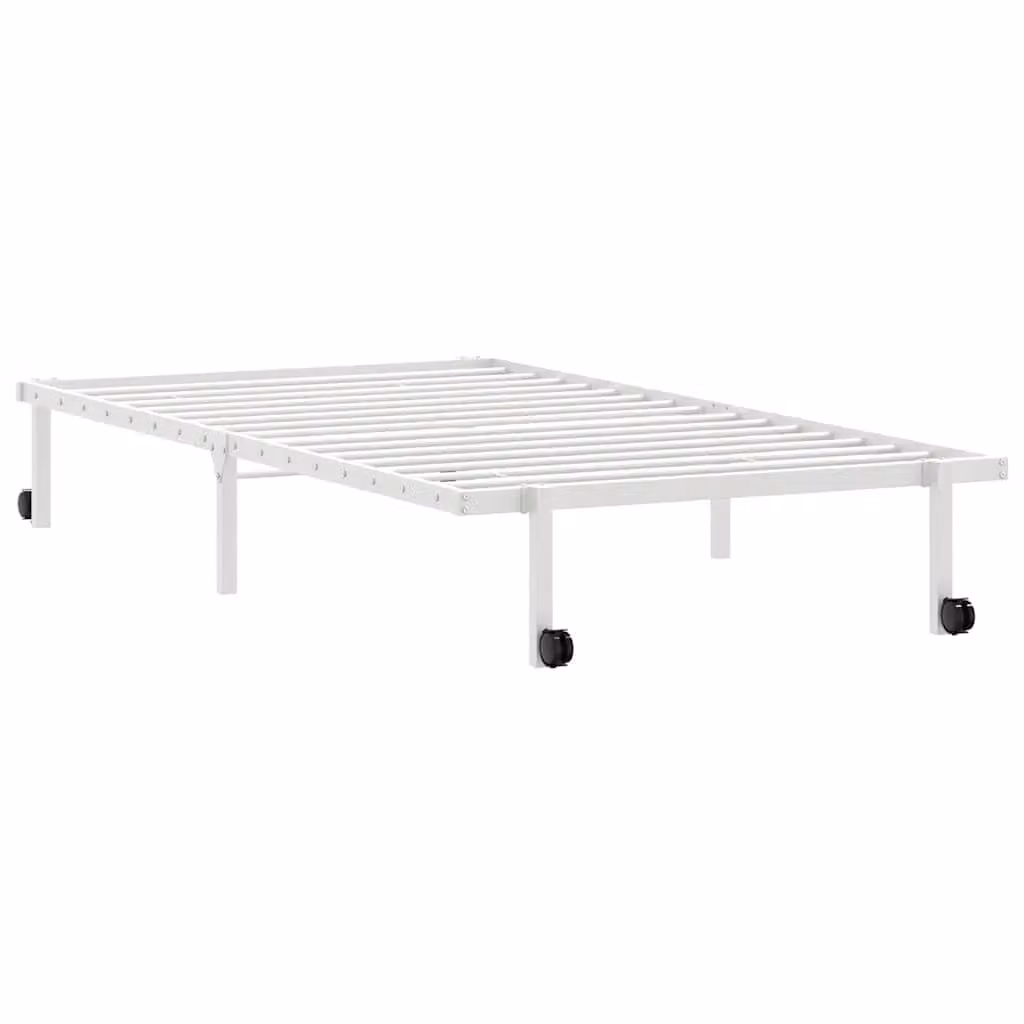 Berkfield Home Foldable Metal Bed Frame in White, W/D/H: 100 x 190 cm – 2