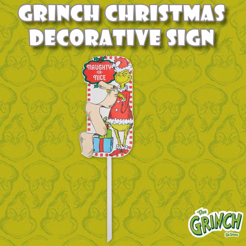VFM e-Store Grinch Christmas Decorative Sign in Green and Multicolour, W/H: 43 x 23 cm – 3