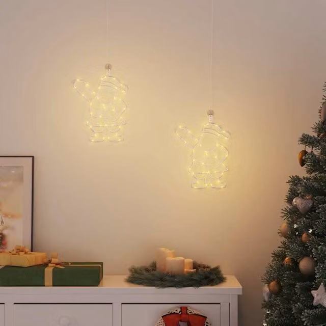 Berkfield Home Santa Silhouette Christmas Lights, 2 Pack, 35 LEDs, Warm White