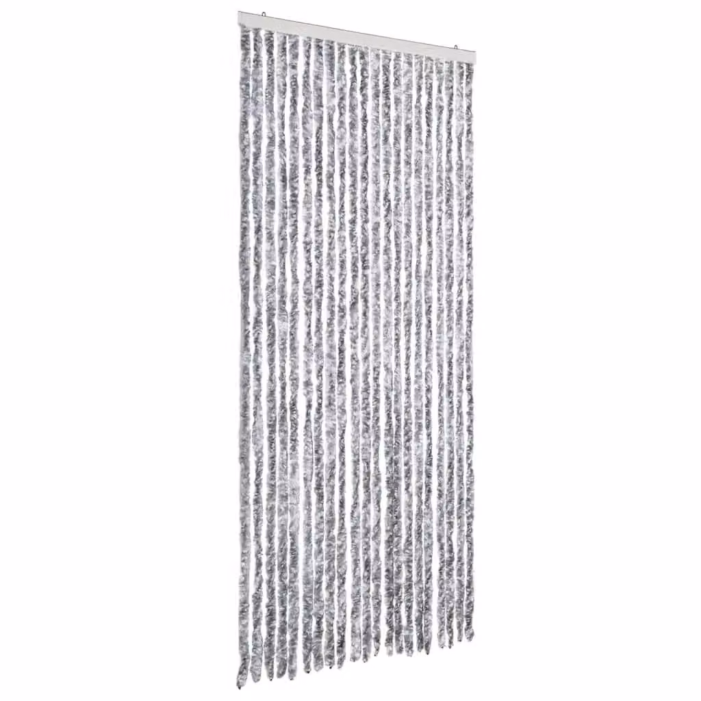 Berkfield Home Chenille Insect Curtain in White and Grey, W: 90 cm, H: 200 cm – 2