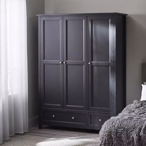 Julian Bowen Maine 3 Door Wardrobe with Drawers and Shelving, Anthracite – 1