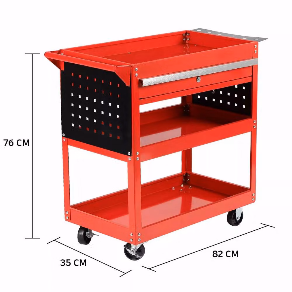 Dprodo 3 Tier Tool Cart with Drawers in Red, 150kg Capacity, Width: 60 cm – 4