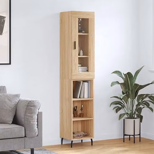 vidaXL Highboard in Sonoma Oak, Brown, W/D/H: 34.5 x 34 x 180 cm – 2