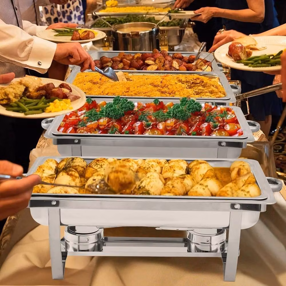 VOGREX Stainless Steel Chafing Dish Buffet Set, Silver, 8QT – 3
