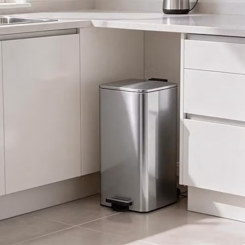 Harbour Housewares 30L Square Stainless Steel Kitchen Pedal Bin in Silver with Soft-Close Lid and Removable Inner Bucket, W/D/H: 33.5 x 28.0 x 54.5 cm – 2
