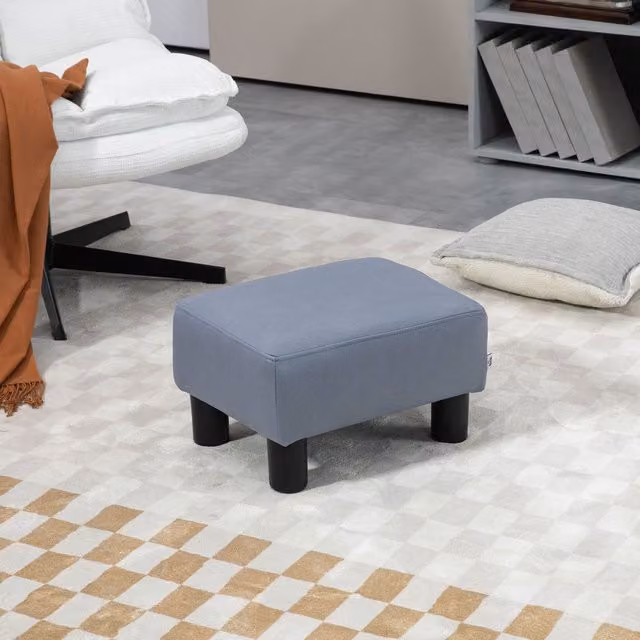 HOMCOM Grey Microfibre Ottoman Footrest and Seat – 1