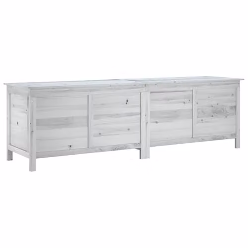 vidaXL Garden Storage Box in White Solid Wood, W: 198.5 cm, D: 50 cm, H: 56.5 cm