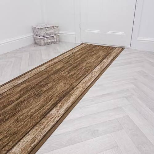 runrug Loop Pile Hallway Runner Rug in Brown, W/D/H: 80 x 210 x 0.54 cm – 4