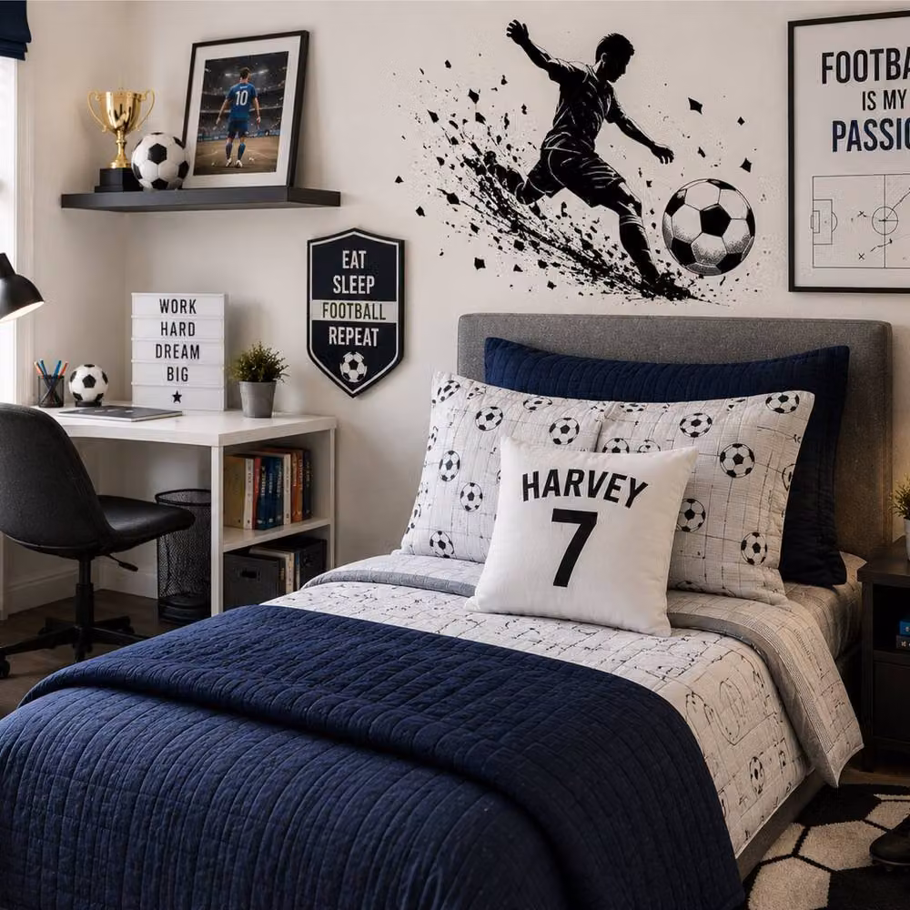 60 SECOND MAKEOVER Personalised Football Cushion Cover, White, W/D/H: 40.64 x 40.64 x 40.64 cm – 2