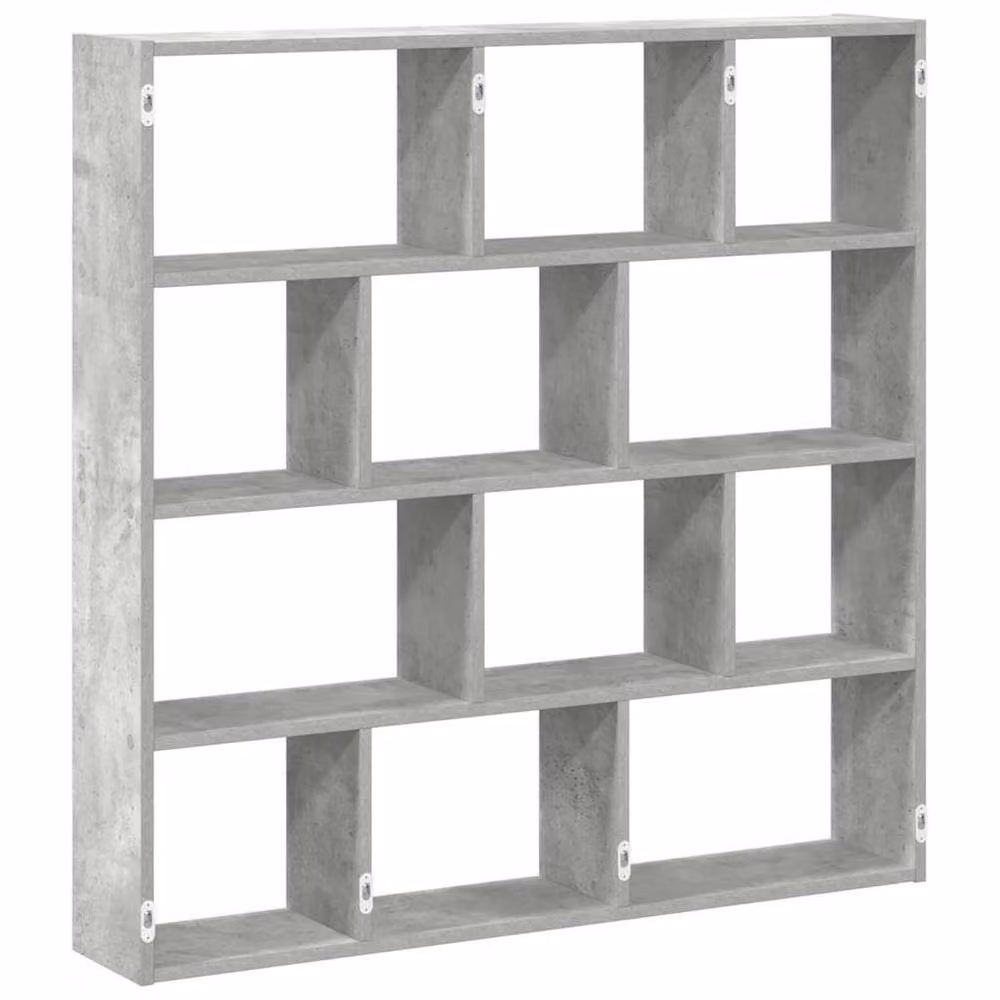 Berkfield Home Wall Mounted 12 Compartment Cube Shelf in Concrete Grey Engineered Wood – 2