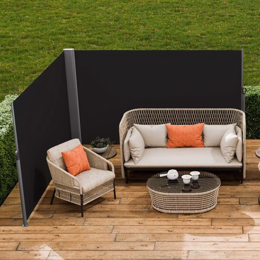 VEVOR Manual Pull Retractable Awning in Black with Aluminium and Polyester Construction, W/D/H: 180.34 x 180.34 x 59.94 cm – 8