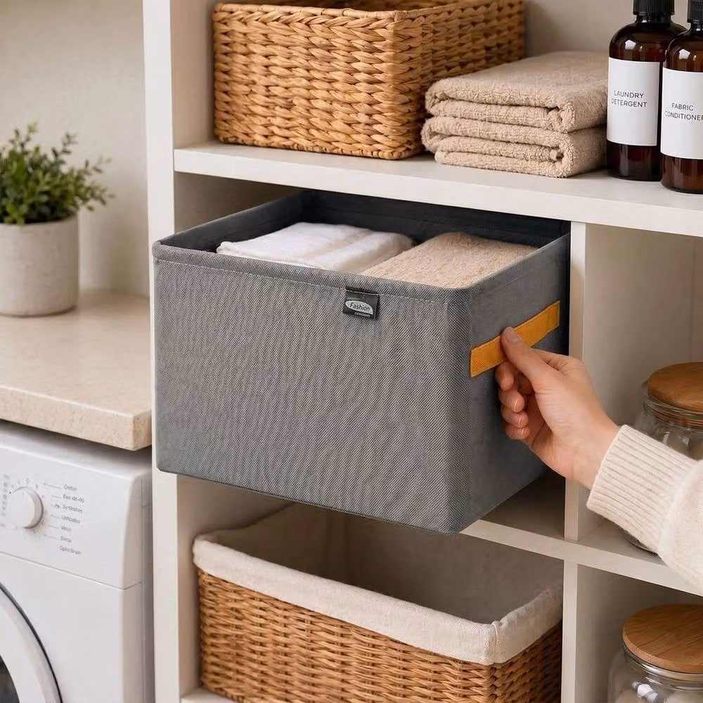 Kelvenix 8 Pack Grey Fabric Storage Bins with Handles – 4
