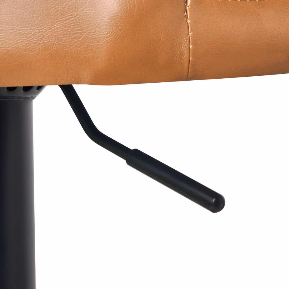 Wyld and Coco Set of 2 Retro Brown Faux Leather Swivel Bar Stools with Metal Base – 5