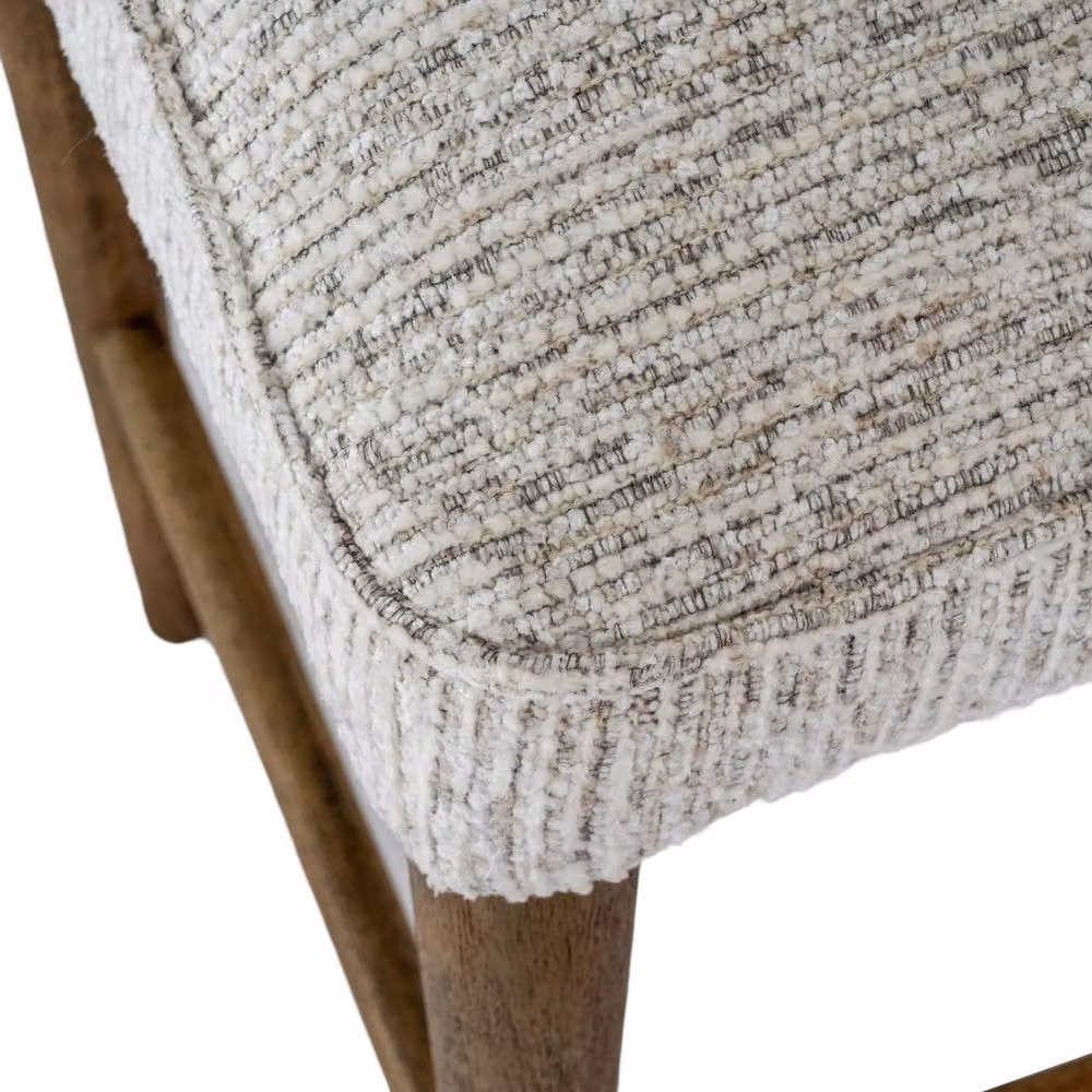 Wyld Haus Modena Modern Grey Fabric Upholstered Bar Stool with Wooden Legs – 3