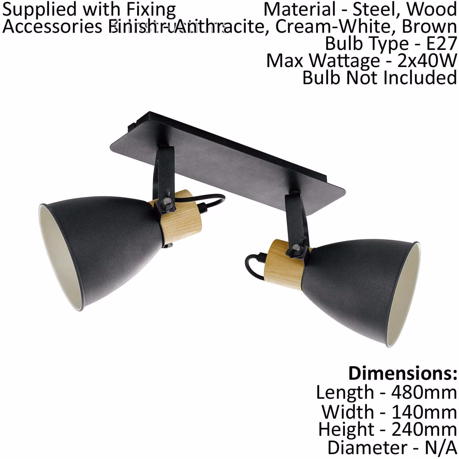 Loops Flush Ceiling Light in Anthracite, White and Brown with E27 Bulb Socket – 2