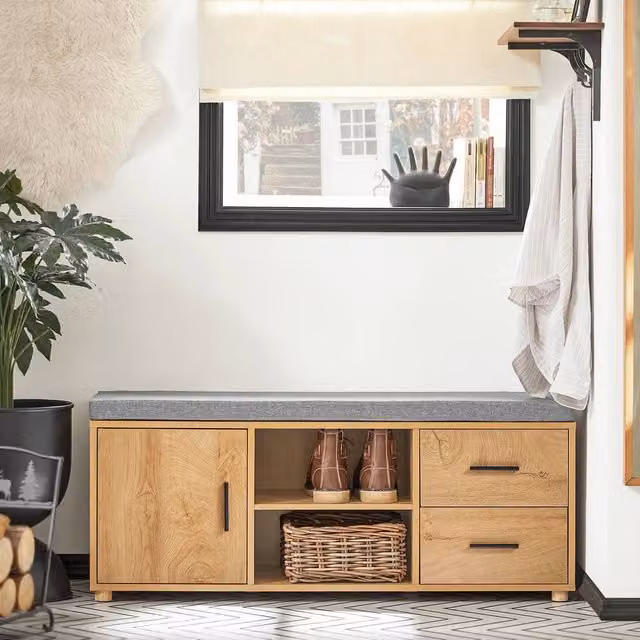 SoBuy Modern Oak Shoe Rack Hallway Bench W/D/H: 110 x 35 cm – 1