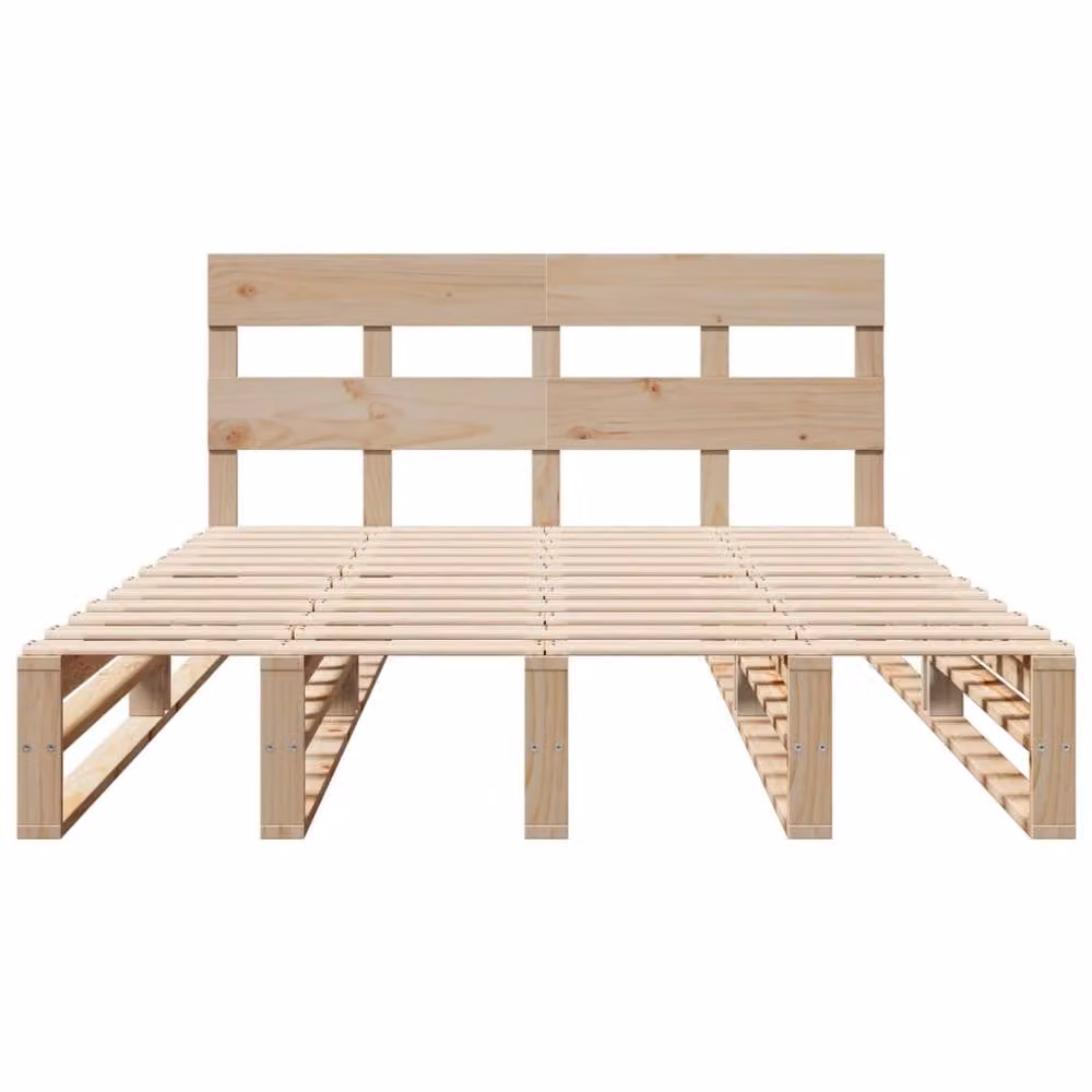 Berkfield Home Solid Wood Pine Bed Frame in Natural, W/D/H: 160 x 200 cm – 2