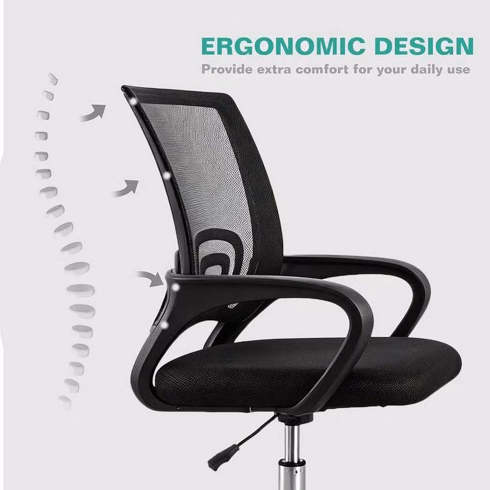 FORGEVIO Ergonomic Office Desk Chair in Black with Armrests – 3